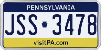 PA license plate JSS3478