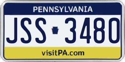 PA license plate JSS3480