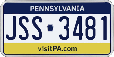 PA license plate JSS3481