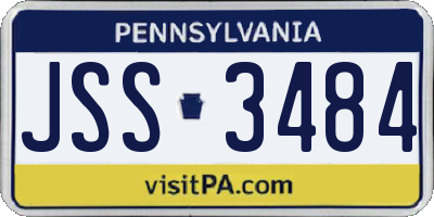 PA license plate JSS3484