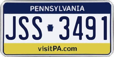 PA license plate JSS3491