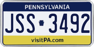 PA license plate JSS3492