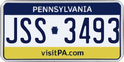 PA license plate JSS3493