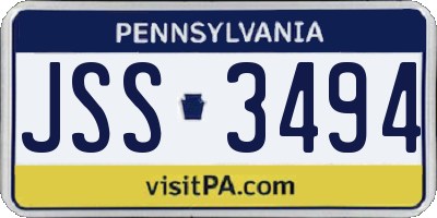 PA license plate JSS3494