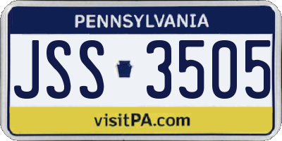 PA license plate JSS3505