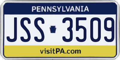 PA license plate JSS3509