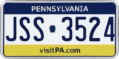 PA license plate JSS3524