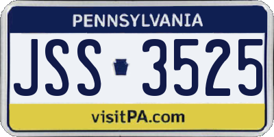 PA license plate JSS3525