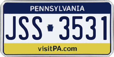 PA license plate JSS3531