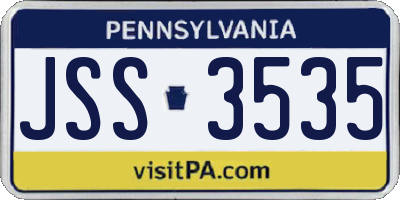 PA license plate JSS3535