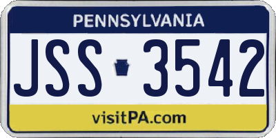 PA license plate JSS3542