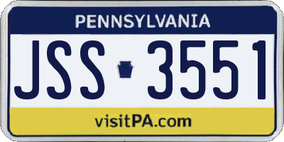 PA license plate JSS3551