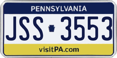 PA license plate JSS3553