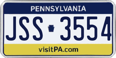 PA license plate JSS3554