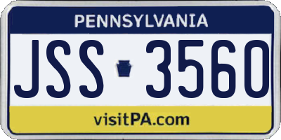 PA license plate JSS3560