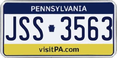 PA license plate JSS3563