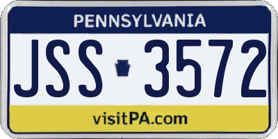 PA license plate JSS3572