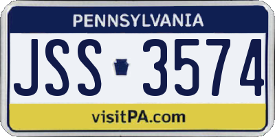 PA license plate JSS3574