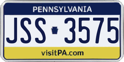 PA license plate JSS3575