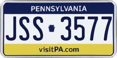 PA license plate JSS3577