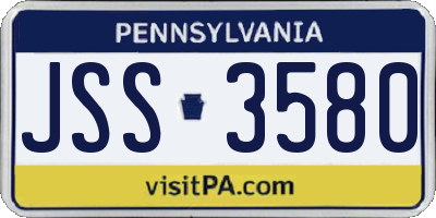 PA license plate JSS3580