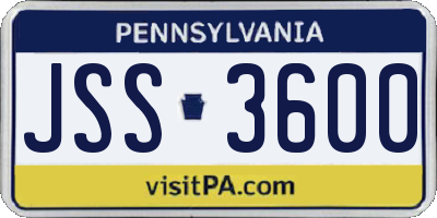 PA license plate JSS3600