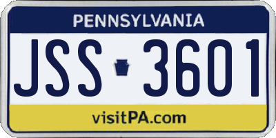 PA license plate JSS3601