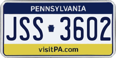 PA license plate JSS3602