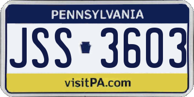 PA license plate JSS3603