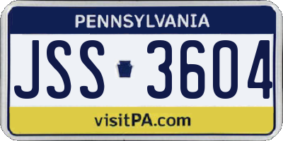 PA license plate JSS3604