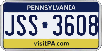 PA license plate JSS3608
