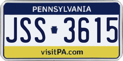 PA license plate JSS3615