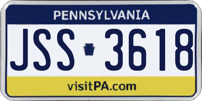 PA license plate JSS3618