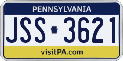 PA license plate JSS3621