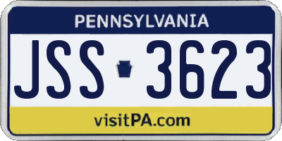 PA license plate JSS3623