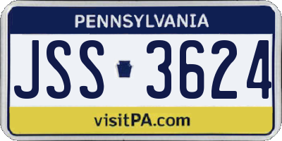 PA license plate JSS3624