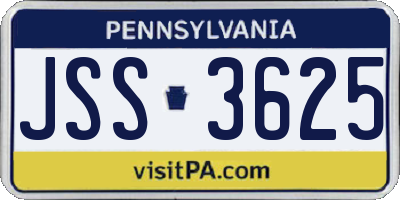 PA license plate JSS3625