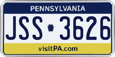 PA license plate JSS3626
