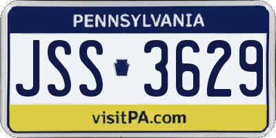 PA license plate JSS3629