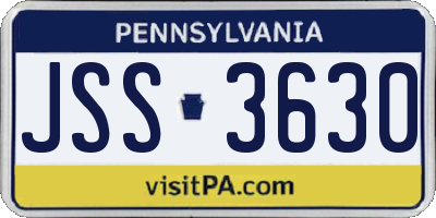 PA license plate JSS3630