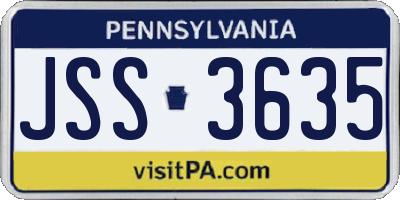 PA license plate JSS3635