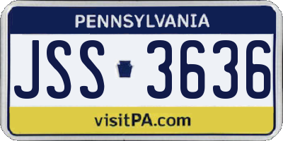 PA license plate JSS3636
