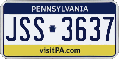 PA license plate JSS3637