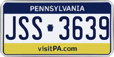 PA license plate JSS3639