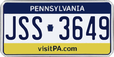 PA license plate JSS3649