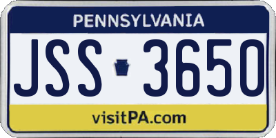 PA license plate JSS3650