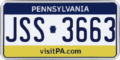 PA license plate JSS3663