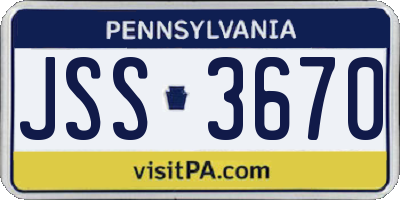 PA license plate JSS3670