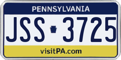 PA license plate JSS3725