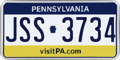 PA license plate JSS3734